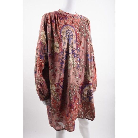 Chufy Womens Ghita Mini Dress M Multi-Color Pink Printed Blouson Sleeve Romania - Picture 2 of 7